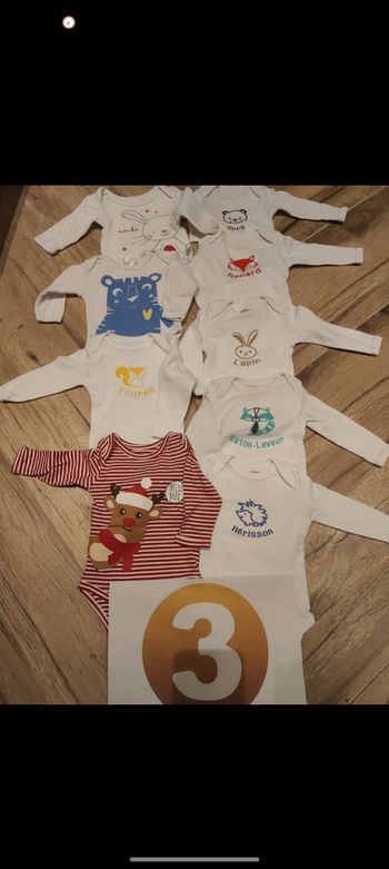 Lot 8 body bodies Noël animaux renard lapin manches longues