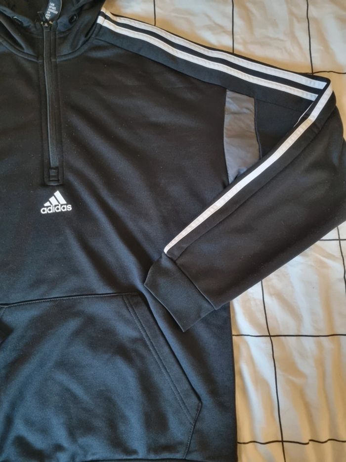 pull adidas zippé noir a capuche - photo numéro 3