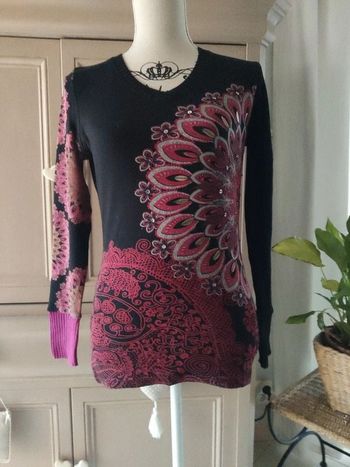 Pull coton et manches laine desigual taille 36