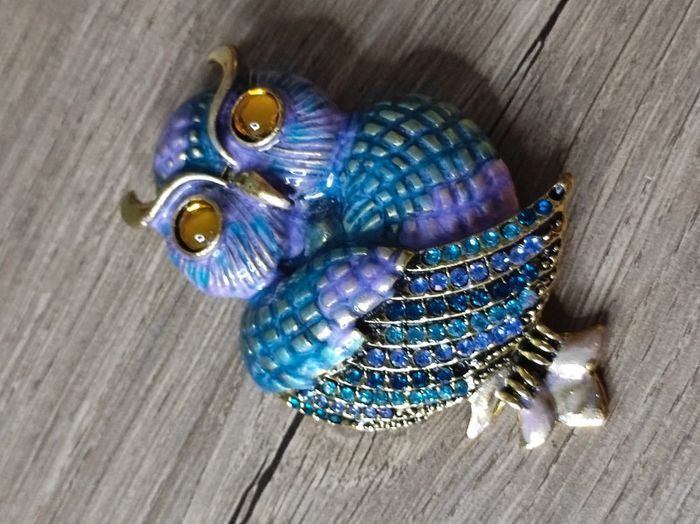 Broche hibou émaillé rétro - photo numéro 2