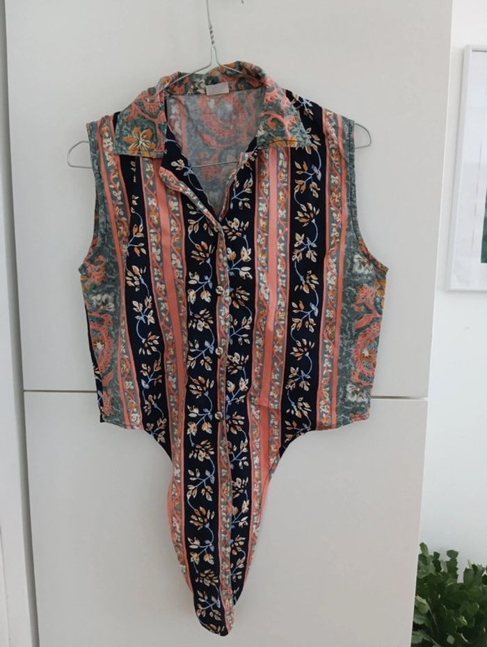 Chemise vintage Crop top à nouer imprimé fleurs multicolores - photo numéro 6