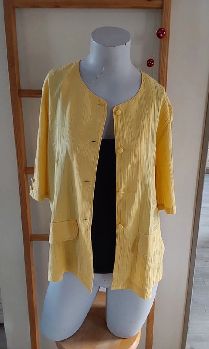 Chemise /surchemise  /veste légère Vintage gaufrée jaune T 38/40 - photo numéro 4