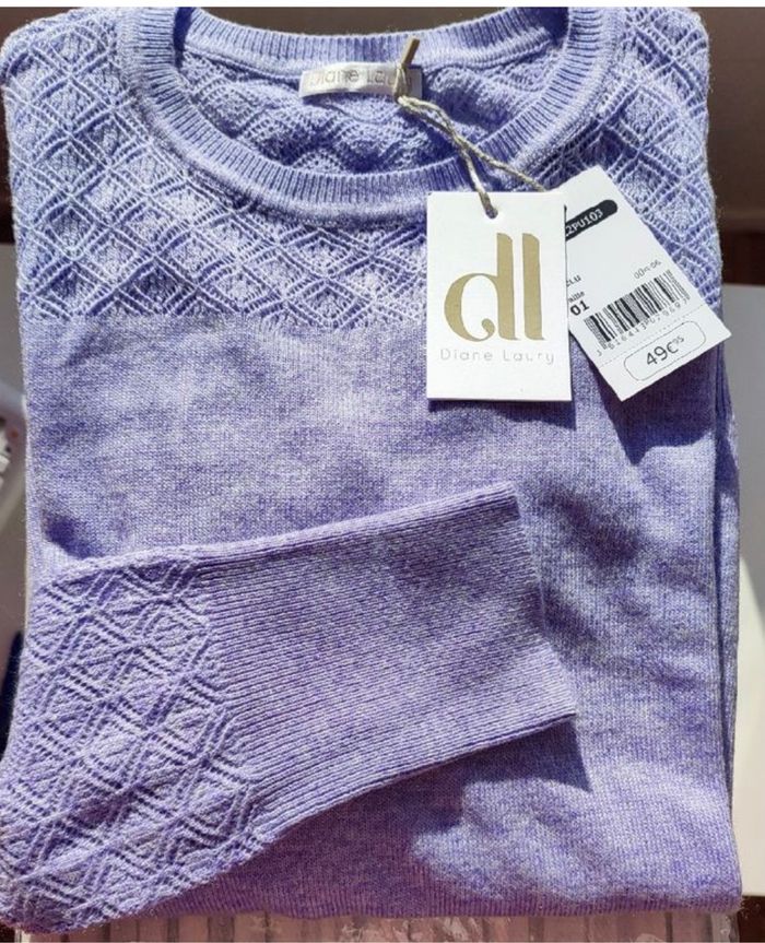 Pull fin couleur parme pour femme taille S, Diane Laury