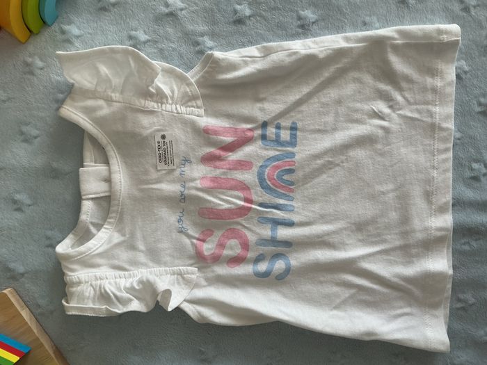 ensemble teeshirt manches courtes blanc inscription devant et short taille élastique bleu 9 mois tex - photo numéro 7