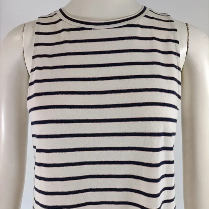 Robe longue marinière sans manches blanc et bleue marine - Taille 38 - État neuf - A134 - photo numéro 8