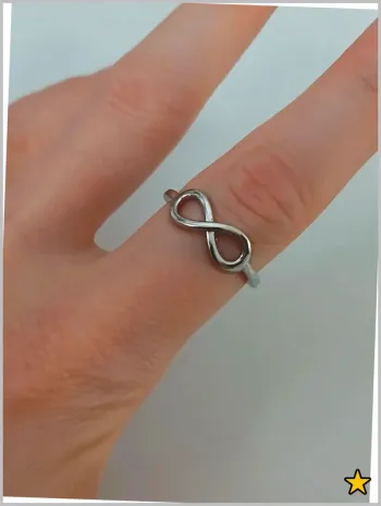 Bague argentée symbole infini, en acier inoxydable