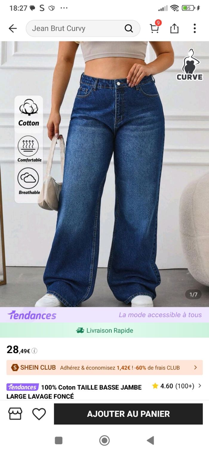 Jean jambes larges femme 3xl