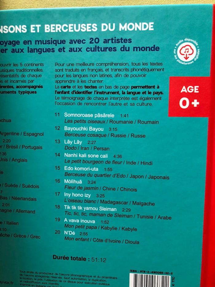 Livre cd 20 chansons et berceuses du monde - photo numéro 5