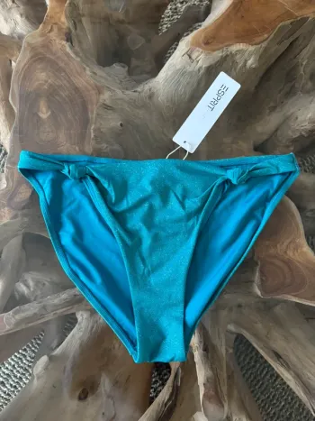 Bas de maillot de bain femme Esprit bleu pailleté doré 42
