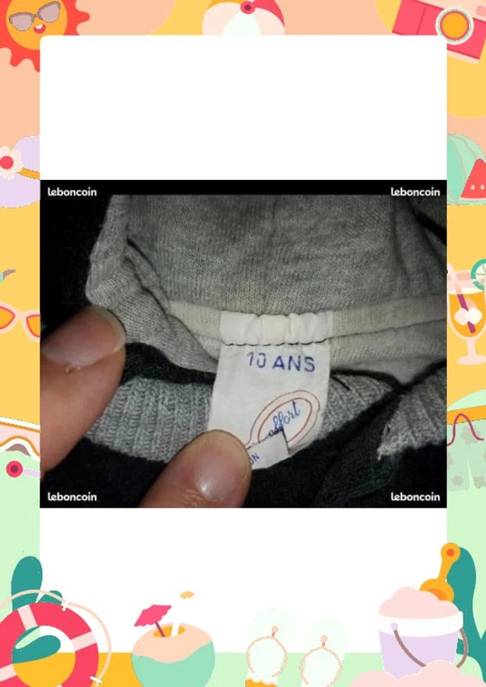 Blouson à capuche "teddy" 10 ans gris clair et gris foncé - photo numéro 3