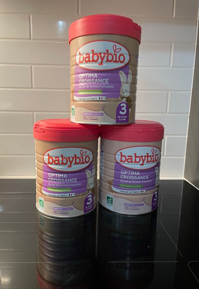 3 boîtes de lait Babybio croissance 3e âge
