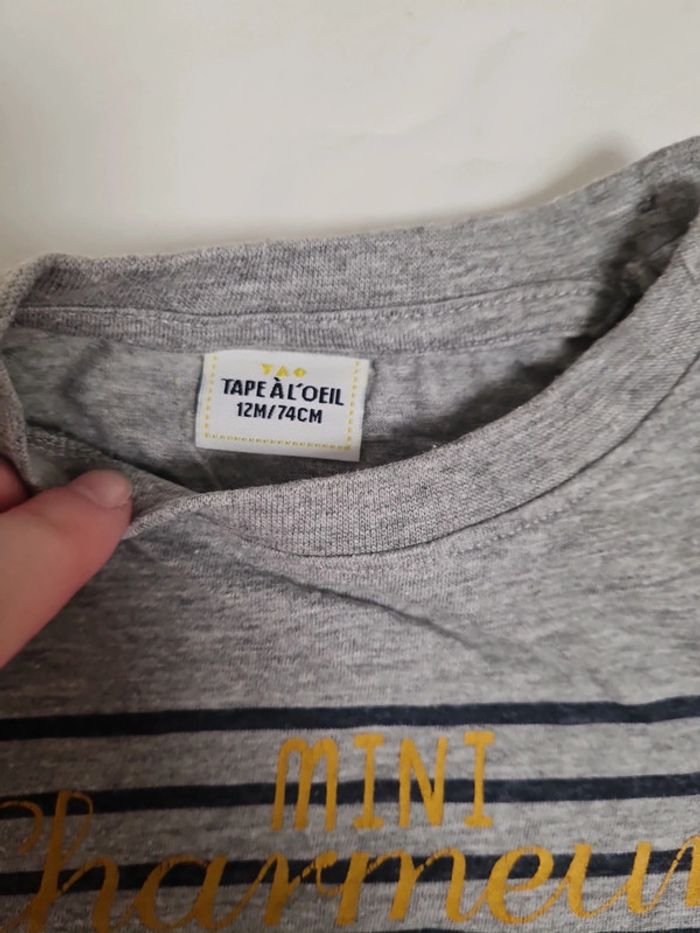 T-shirt ML rayé 12 mois TAO - photo numéro 3