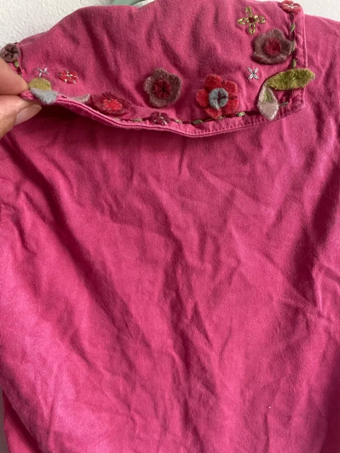 TEE shirt manches longues rose joli col 24 mois - photo numéro 4