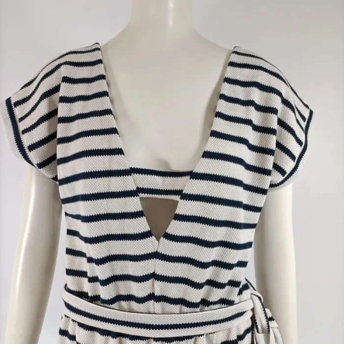 Robe marinière rayée blanc cassé et bleu marine - CMT Atelier - taille M - A129 - photo numéro 3