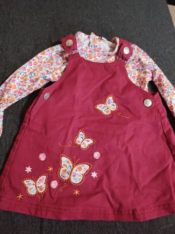 Ensemble robe salopette et tee shirt 12 mois
