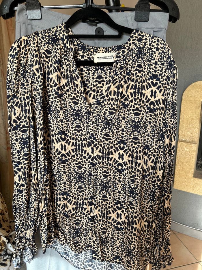 Chemise Banditas beige et marine