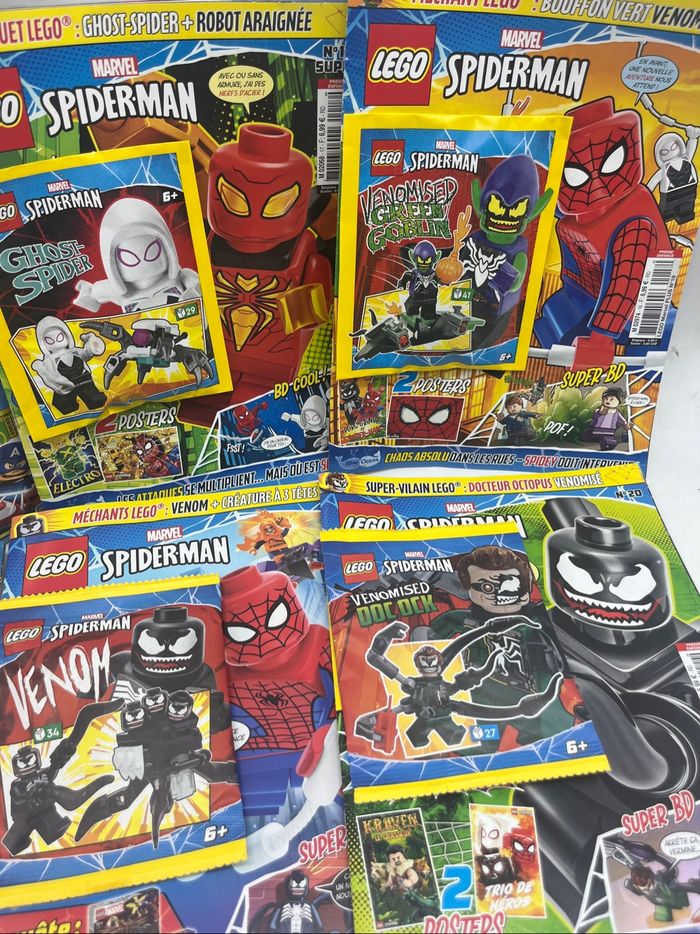 Lot de 6 livres D’activités Magazines Lego Marvel Spiderman Avec leurs figurines Neuf - photo numéro 3