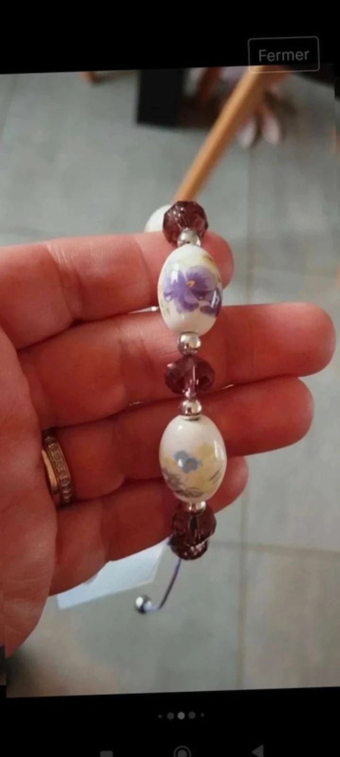 Bracelet prune fleuris - photo numéro 6