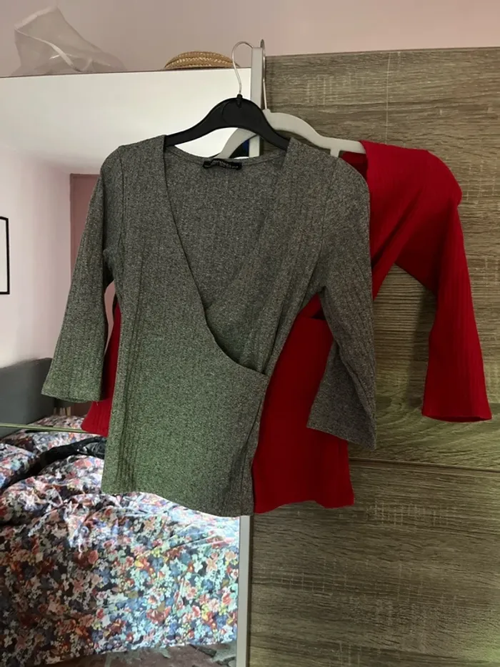 Lot de 2 cache-cœur manches 3/4 Bershka S