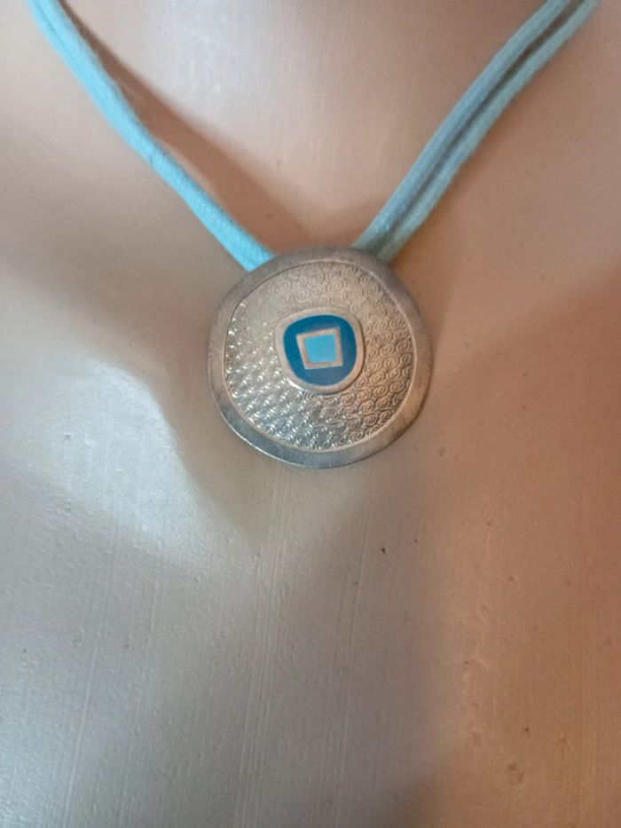 Pendentif argent 925 sur cordon turquoise - photo numéro 2