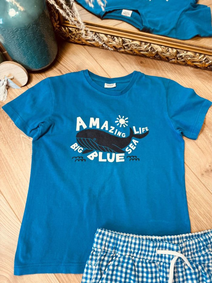 Taille 8 ans ensemble 2 pièces été garçon TAO bleu blanc * baleine * 💙 - photo numéro 2