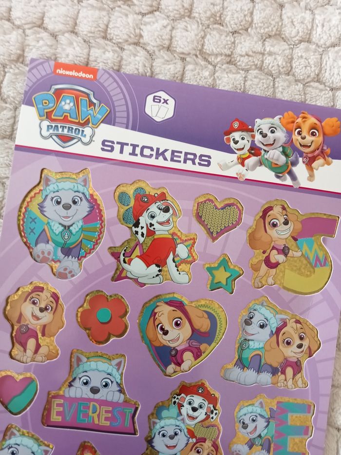 Lot de 6 fiches de stickers paw patrol - photo numéro 2