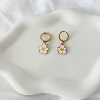 Boucles d’oreilles à breloques fleurs en acier inoxydable