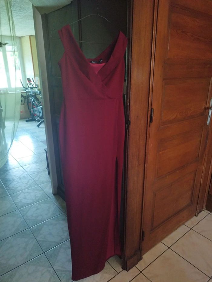 Robe longue évasé rouge bordeaux vintage S/36 - photo numéro 12