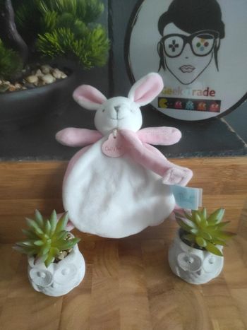 Doudou Knuffel Lapin Rose Attache Tétine BN0574 Plat Mouchoir #geektradedoudou
