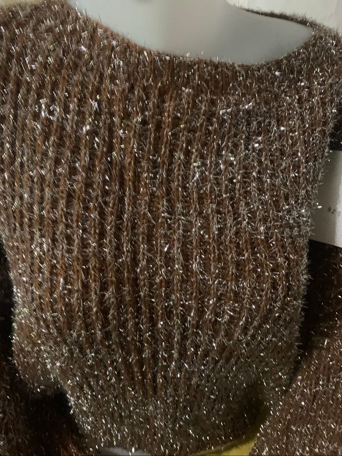 Pull marron foncé brillant New collection taille unique 36-42 - photo numéro 3