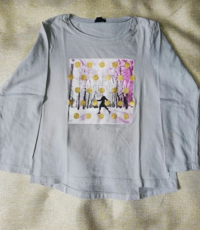 T-shirt manches longues gris Kiabi