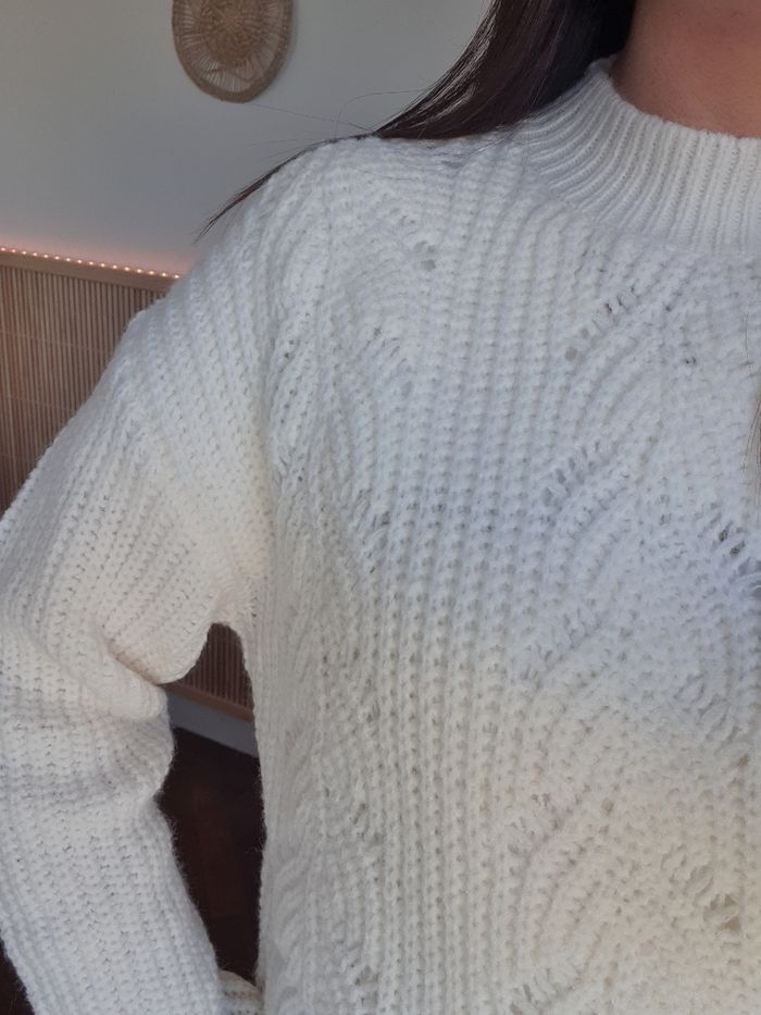 Pull ajouré Toronto blanc légèrement écru Taille M - photo numéro 4