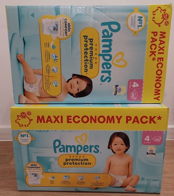 2 Cartons couches Pampers premium Taille 4 - Maxi-Ecopack