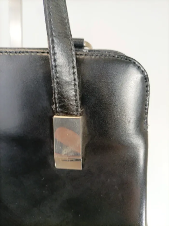 sac à main hexagona paris noir cuir chic léger vintage - photo numéro 4