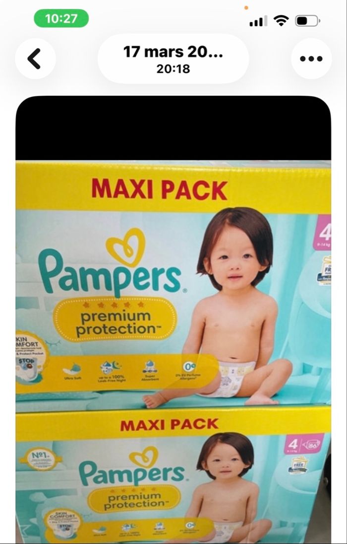 Lots 2 paquets de couches Pampers taille 4 prenium
