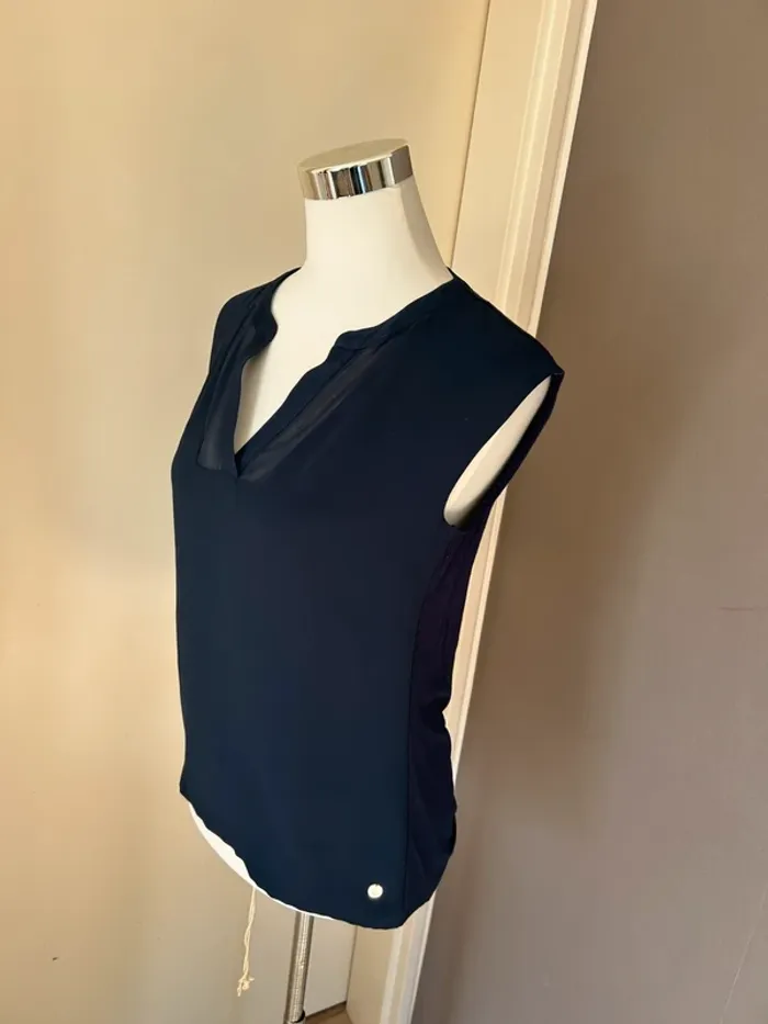 123 blouse manches courtes bleu marine col V femme, taille 38 - photo numéro 2