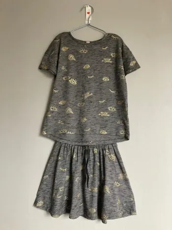 Ensemble fille CKS 8 ans t-shirt + jupe gris doré