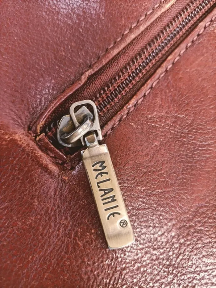 Sac à main bandoulière Melanie marron détails dorés - photo numéro 5