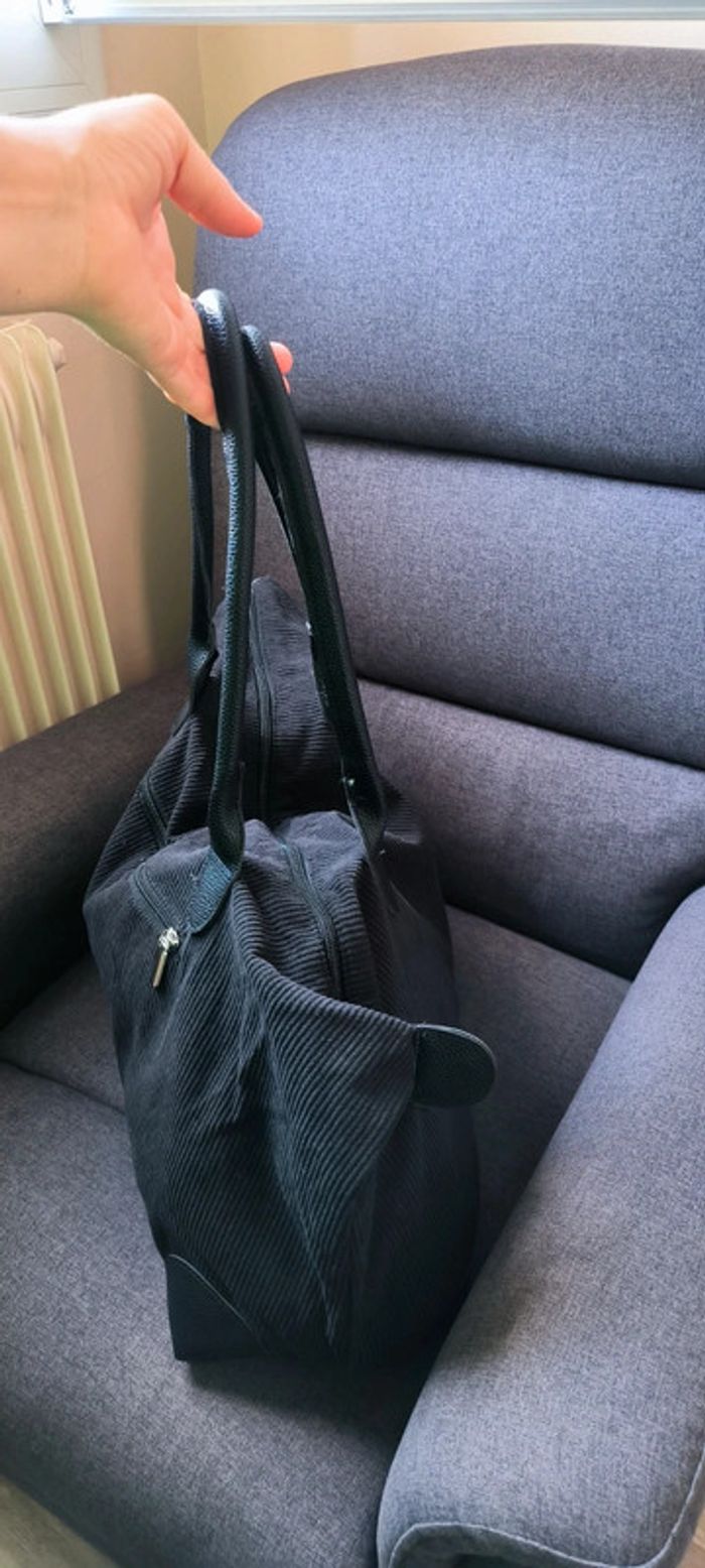 Grand Sac fourre-tout très tendance noire velour - photo numéro 3