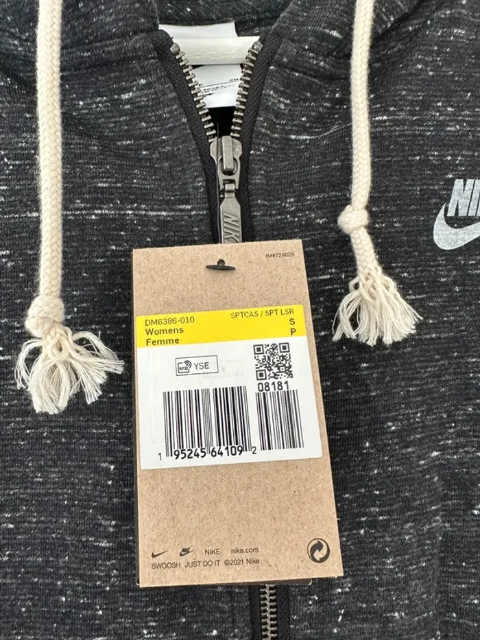 Nike hoodie zipper gris pour femme taille S neuf avec étiquette - photo numéro 2