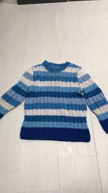 Pull rayure bleu fait main 24 mois