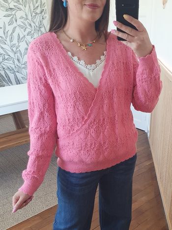 Pull réversible rose Sete cache-cœur Taille unique
