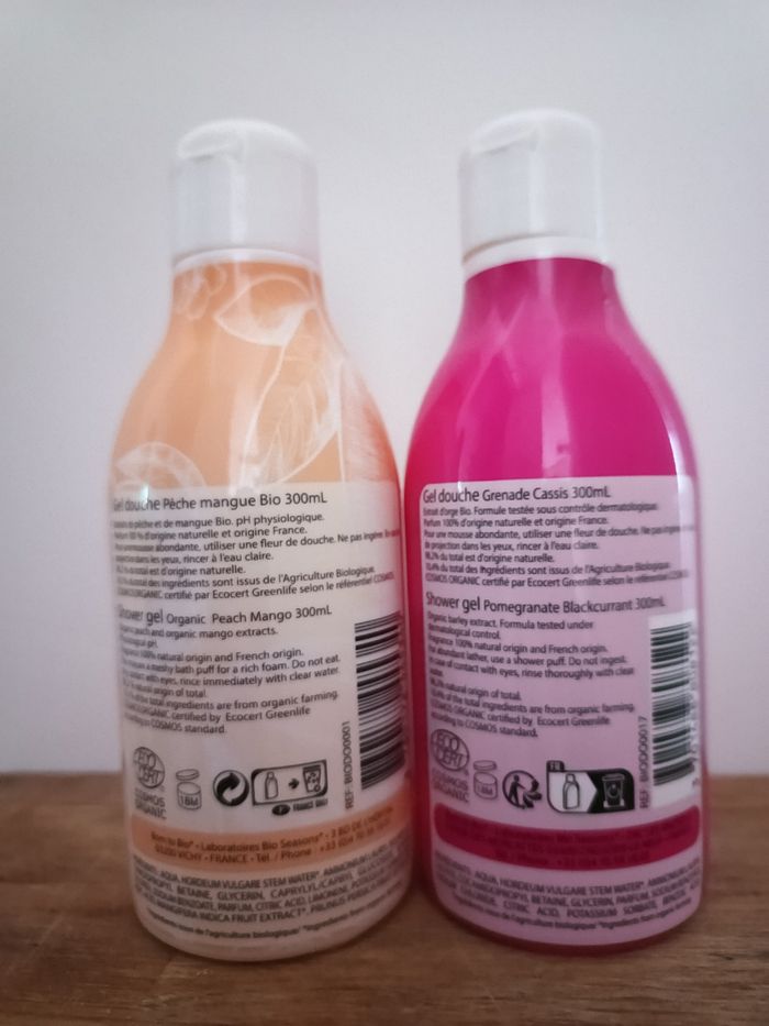 Lot de 2 bouteilles de gel douche bio - photo numéro 2