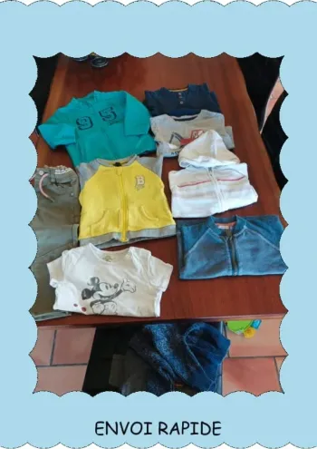 Lot printemps été 18 mois garçon 8 articles dont 1 pantalon neuf