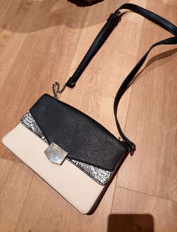 Sac bandoulière noir et beige