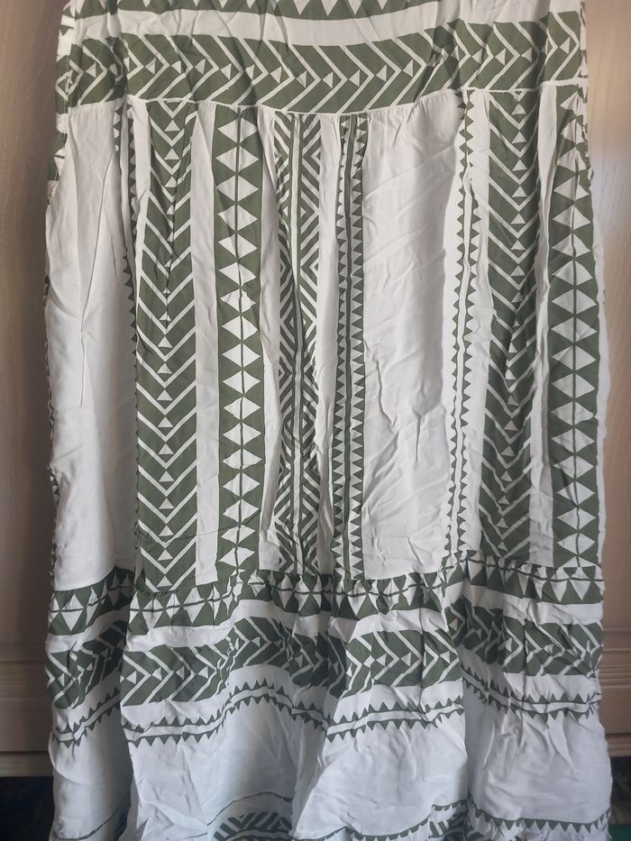 Robe courte légère vert et beige - photo numéro 8