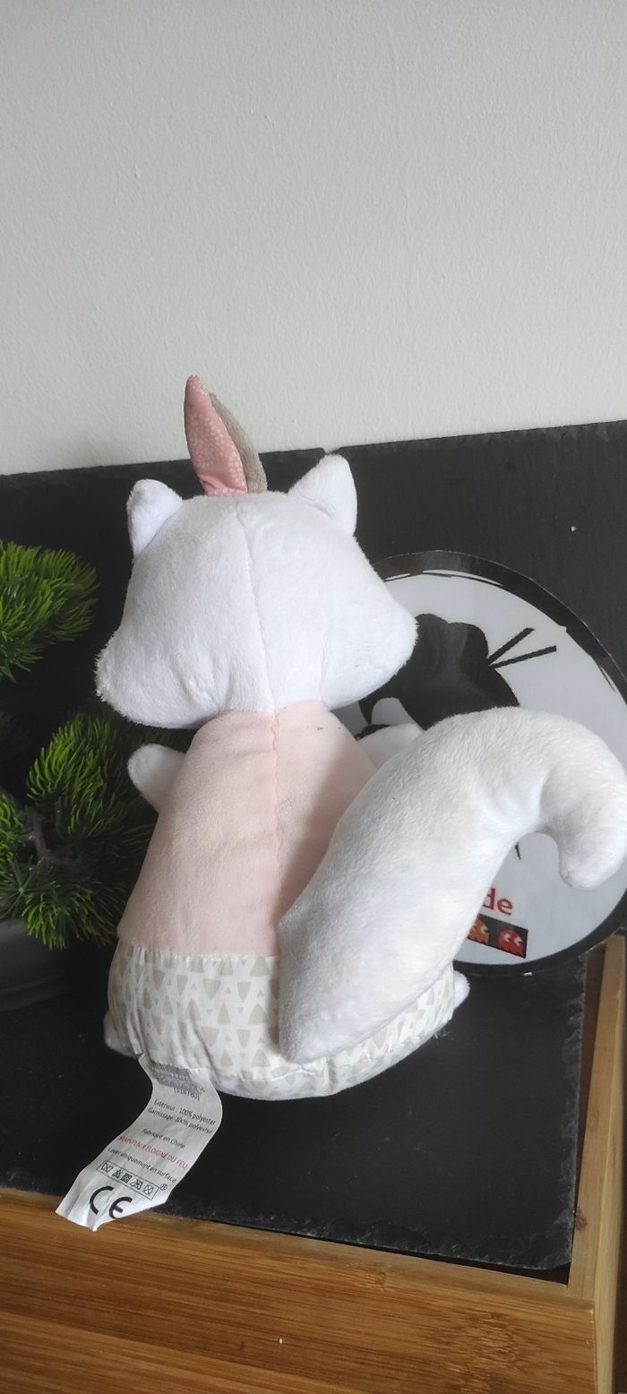 doudou peluche renard bébé 9 indien rose plume jaune blanc gris triangle doudou - photo numéro 2