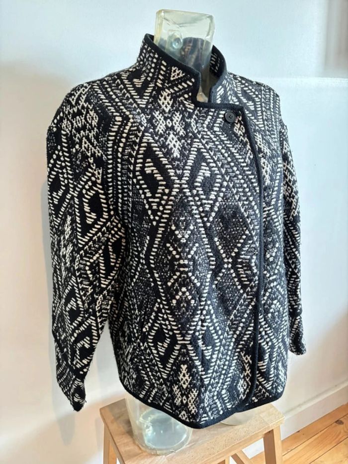 Veste Caroll taille 2 noir et blanc - photo numéro 3