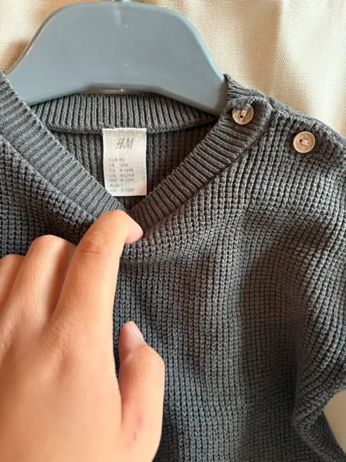 Pull gris anthracite 9-12 mois - photo numéro 2