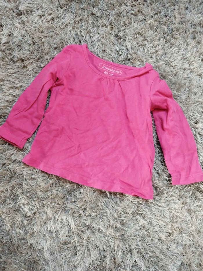 Lot de2 teeshirt manches longues rose 6 mois - photo numéro 5
